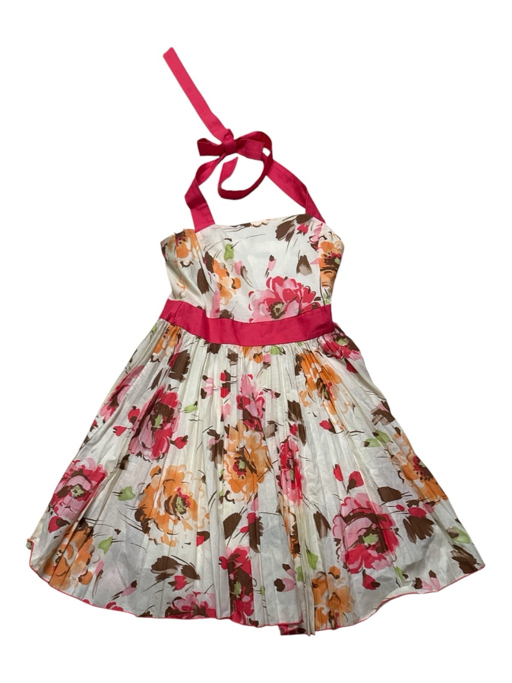 KLD Signiture Halter Sundress with Fuchsia Accents Wedding Guest Size Medium USA - Picture 2 of 4